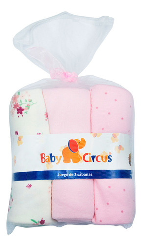 Set De 3 Sábanas Baby Circus - Niño-niña-unisex Rosa Claro