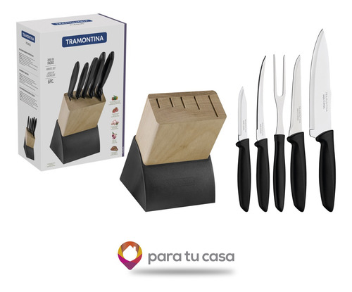 Juego De Cuchillos Y Taco 6 Piezas Plenus Tramontina Ct