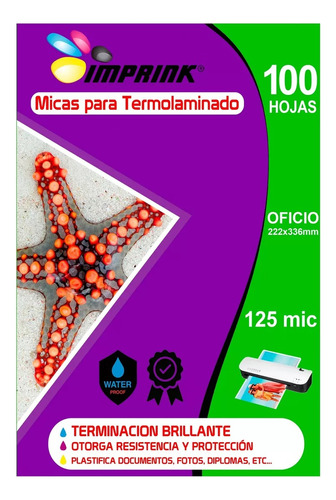 100 Micas Termolaminadora Plastificadora Oficio 125mic