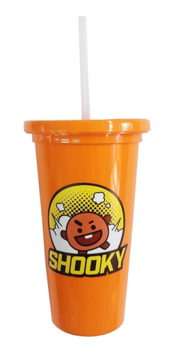 Vaso Alto Bt21 Bts Shooky Con Tapa Y Sorbete Muy Lejano