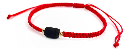 Pulsera De Hilo Tejido Rojo Azabache Amazónico Tallado...
