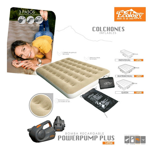 Colchón Inflable Queen Con Bolso Y Kit Reparación Ecology