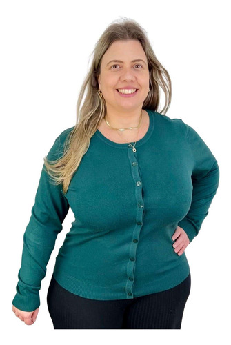 Imagem 1 de 5 de Cardigan Feminino Aberto Trico Suéter - Plus Size G1 G2 G3