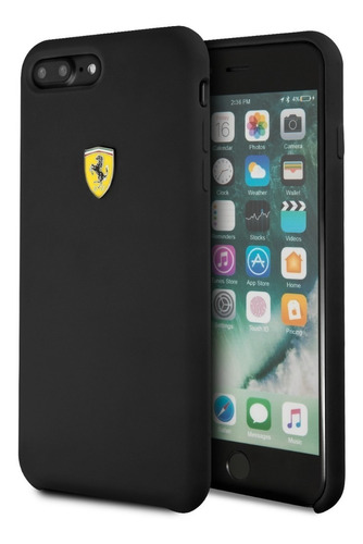 Funda Case De Silicona Ferrari Logo Negro iPhone 6,7,8 Plus