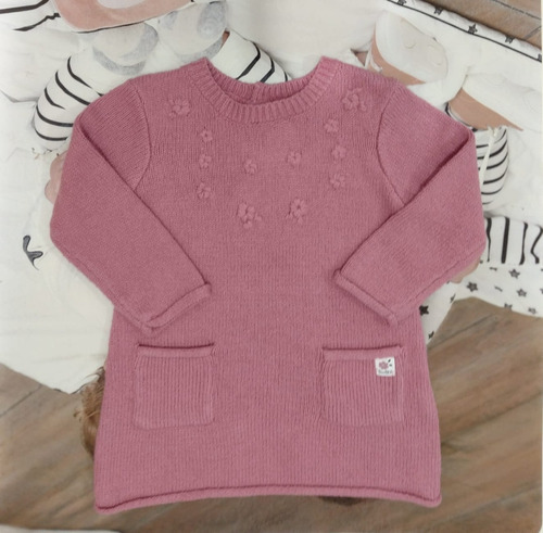 Vestido Estilo Tejido Para Bebe Niña Losan 228-7016al (mim)