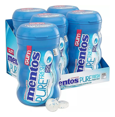  Mentos Pure Fresh Gum Fresh Mint Sin Azucar 4pz Con 50