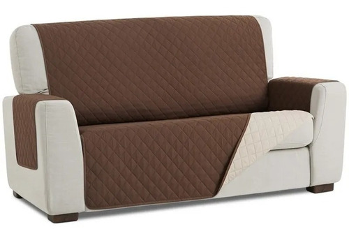 Protector Sofa Forro Mueble Doble Faz Cafe/beige 2 Puestos