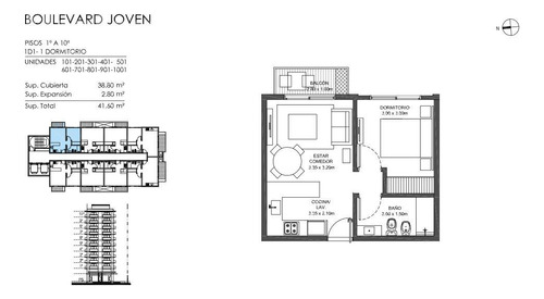 Departamento 2 Ambientes Con Balcon En  Pozo Boulevard Joven Brickell