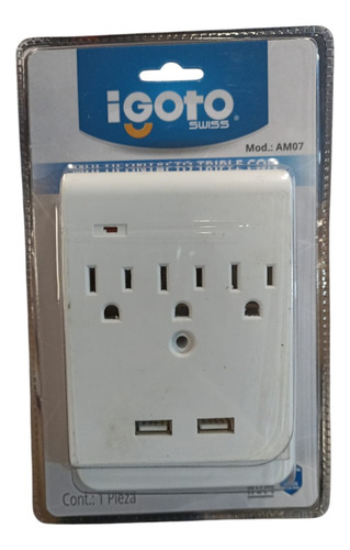 2 Pzs Multicontacto Triple 2 Entradas Usb Y Supresor D/picos