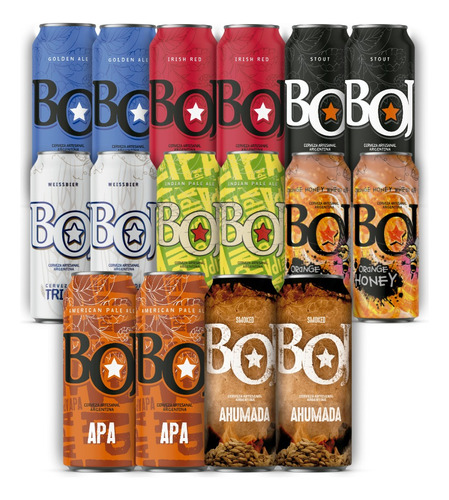 Cerveza Artesanal Boj Pack X 16 Latas Mixto 2 De C/u 473ml