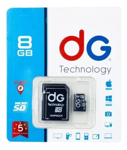 Memoria Micro Sd Dg Original 8 Gb Clase 10 + Adaptador Tf