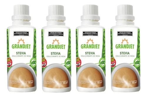 4 Unidades Stevia Grandiet Edulcorante Natural X 100 Cm3 