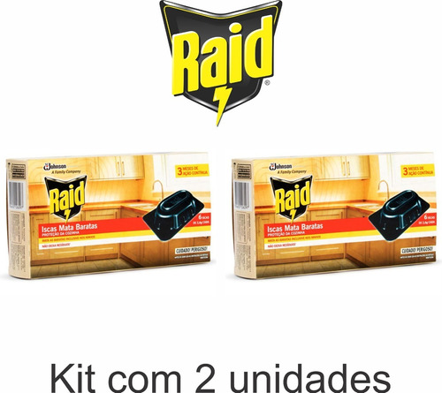 Kit Raid Armadilha Para Matar Baratas Caixa C/12 Iscas