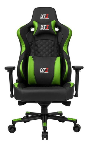 Cadeira de escritório DT3sports Rhino gamer ergonômica  preto e verde com estofado de couro sintético