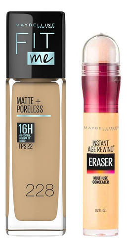 Pack Maybelline Instant Age Rewind + Base Líquida Fit Me