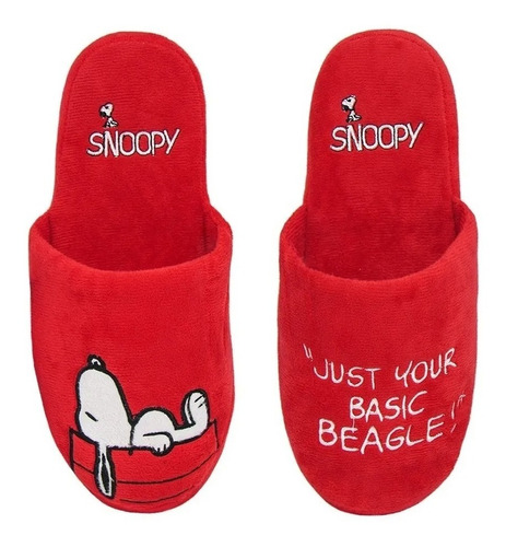 Imagem 2 de 7 de Pantufa Chinelo De Quarto Snoopy Vermelho - Original Peanuts