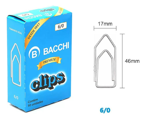 Clips Galvanizado Aço 6/0 Bacchi Caixa Com 50 Unidades