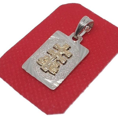 Imagen 1 de 3 de Dije Medalla Cruz De Caravaca Plata 925 Italiana Y Oro 00260