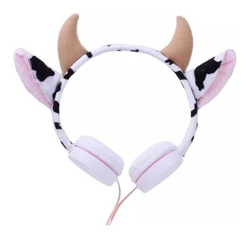 Auriculares Infantiles Diseño De Vaca Con Cuernitos 