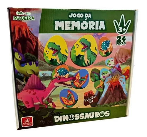 Jogo da Memória Dinossauros - Brinquedo Educativo em Madeira