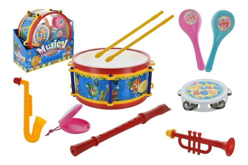 Tambor Flauta Maracas Trompeta Plastico Para Niños