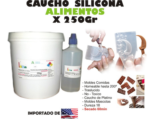 Caucho Silicona Liquida Transparente Moldes Alimentos X250g
