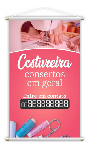 Banner Costureira Consertos Em Geral Contato 80x50cm