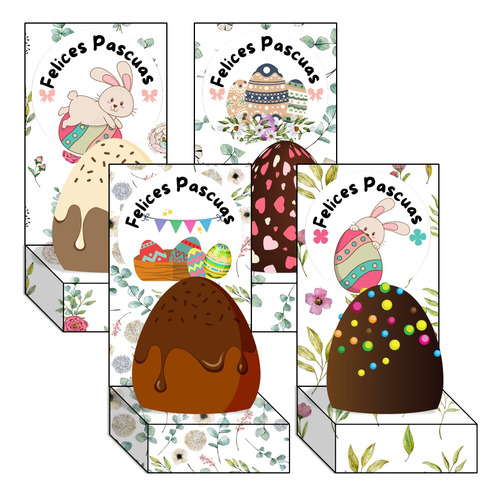 Kit Imprimible 06 Porta Huevos De Pascuas + Tag Stikers