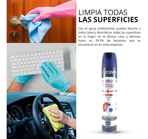 Imagen 4 de 5 de Spray Desinfectante En Aerosol Antibacterial Casa Oficina