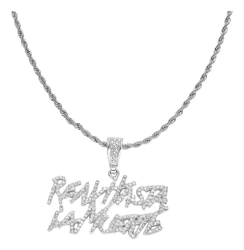 Cadena Collar Anuel Real Hasta La Muerte Tourbillon Acero Plateado