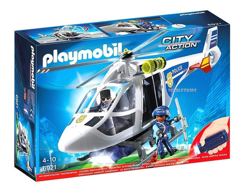 Playmobil Helicoptero Policia Con Luz + 2 Figuras Orig 6921