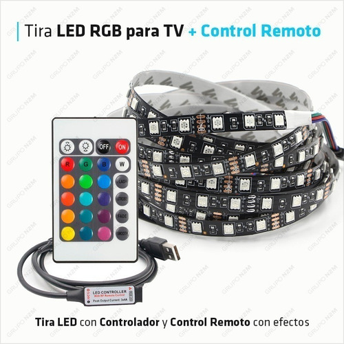 Tira Luces Led Rgb 5050 Usb 2mts Decoracion Tv Gamer Pc