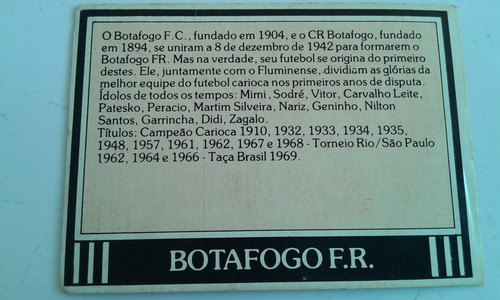 Ping Pong Futebol Cards Controle Botafogo Rj 136b Bom Estado