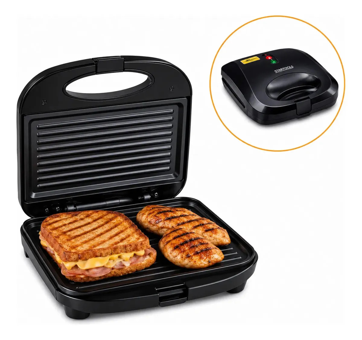 Startools Sanduicheira Grill Elétrica - Preto