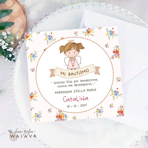Imagen 9 de 10 de Estampas Tarjetas Bautismo De Nenas X 2u