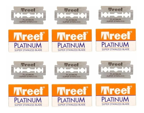 6 Cajas De Filos Treet Platinum Afeitar Barberia X 10