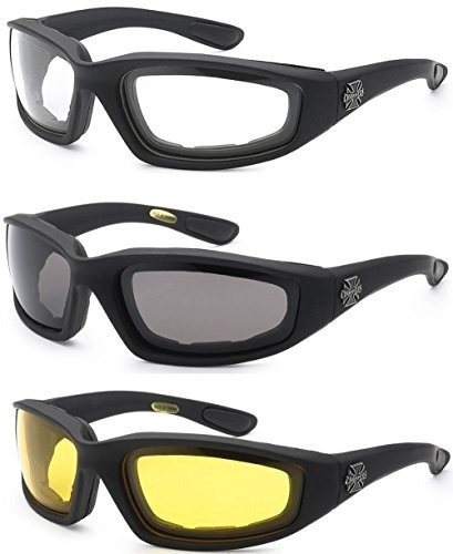 3 Pares De Choppers Gafas Acolchado Marco Lense Block 100% U