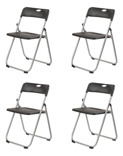 Silla Plegable Metalica Negro 4 Unidades Bighouse