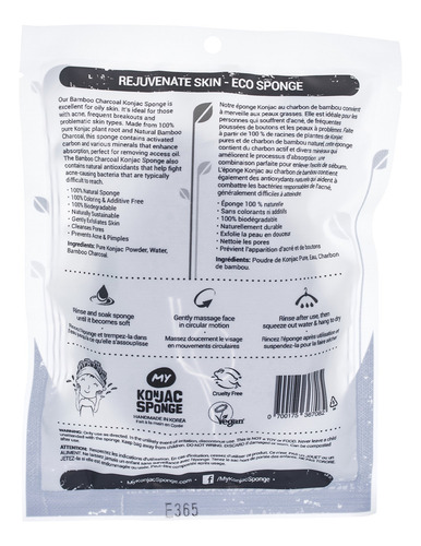 Esponja Facial Natural Coreana Con Carbon De Bambu Activo De