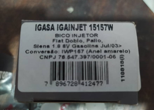 Inyector Fiat 1.6 Y 1.8 Aro Amarillo W-153 Igasa 
