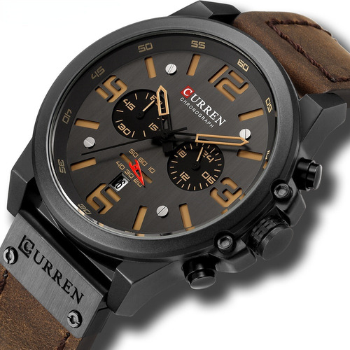 A Reloj De Cuero De Lujo Curren For Hombre Chronograph 8314