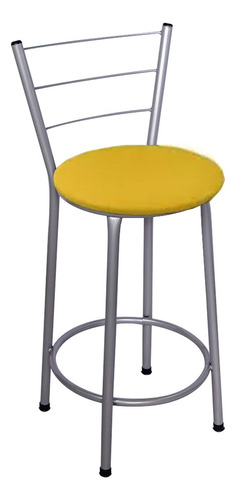 Banqueta Italia Média Assento 60cm - Fortmix Acabamento Da Estrutura Prata Cor Amarelo