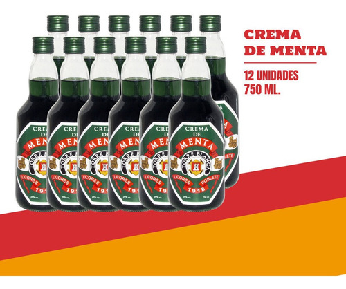 Licor Crema De Menta Poblete Por 12 Unidades De 750ml.