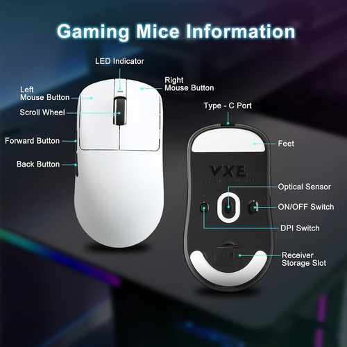 Ratón Inalámbrico Vxe R1 Pro/promax 1k Con Sensor Paw3395se