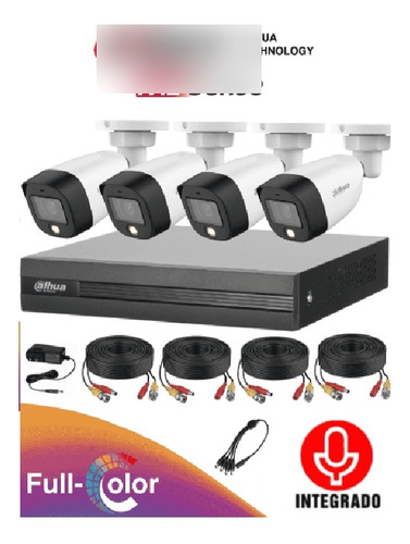 Dahua Kit De Video Vigilancia 4 Cámaras 2 Mp Full Color