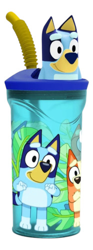 Vaso Niños Con Bombilla Bluey Figura 3d 400ml 