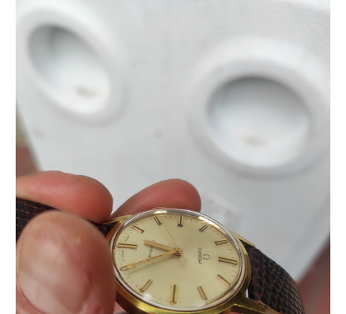 Reloj Omega Geneve Chapa De Oro Caqui Dorado Blanco (Usado)