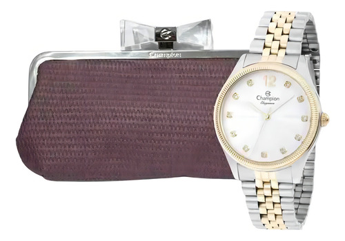Relógio Champion Prata Dourado Feminino Cn24011s Cor do bisel Prata e Dourado