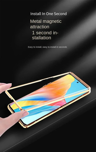 Funda De Piel Para Oppo Find X8 Pro A78 A79 A80 A98 A3 Pro 5g Lock Hebilla Funda De Lente De Vidrio Templado De Doble Cara