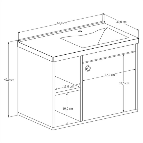 Conjunto Gabinete Com Espelheira Banheiro 60cm Adonis Preto